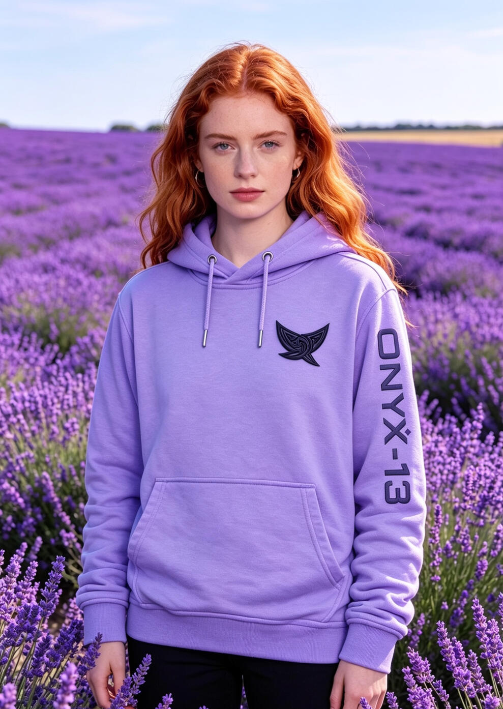 Onyx-13 Lavender Hoodie Model
